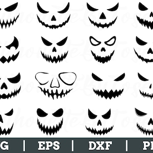 Creepy Face Svg, Halloween Face Silhouette, Scary Face Vector, Dxf, Png