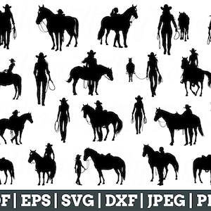 Cowgirl Svg, Cowgirl Cut File, Cowgirl Silhouette, Cowgirl Vector, Cowgirl Dxf, Jpeg, Png