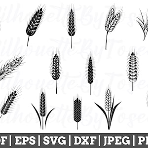Wheat Svg, Wheat Cut File, Wheat Silhouette, Wheat Vector, Wheat Dxf, Jpeg, Png