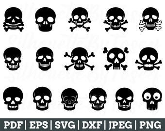 Calavera divertida SVG, silueta de calavera, archivo de corte de calavera, vector de calavera, calavera DXF, JPEG, PNG
