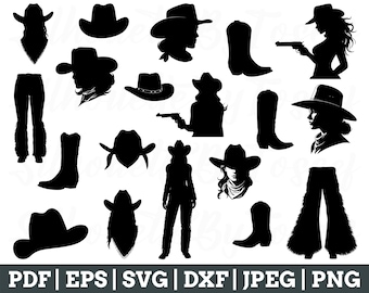 Cowgirl Svg, Cowgirl Cut File, Cowgirl Silhouette, Cowgirl Vector, Jpeg, Png