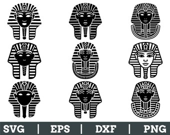 Egyptian Mask Svg, Dxf, Png