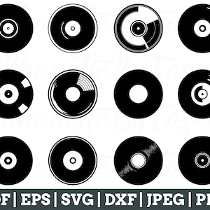 Record Label Svg, Record Label Silhouette, Vinyl Record Label Cut File, Jpeg, Png