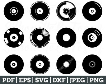 Record Label Svg, Record Label Silhouette, Vinyl Record Label Cut File, Jpeg, Png