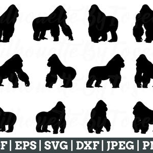 Gorilla Svg, Gorilla Silhouette, Gorilla Vector, Gorilla Cricut, Jpeg, Png