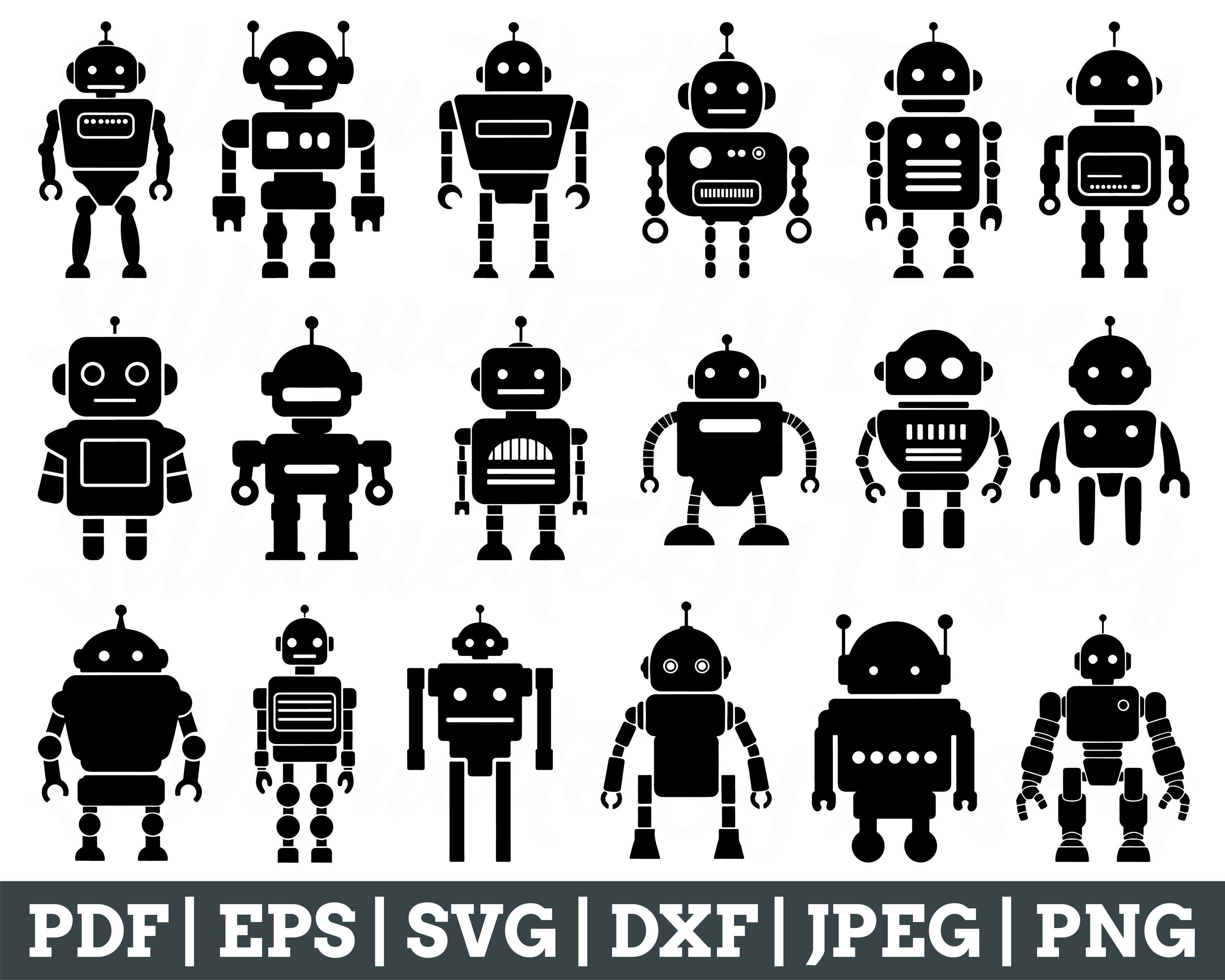 Robot Icons Svg, Robot Silhouette, Robot Cut File, Robot Vector, Robot ...