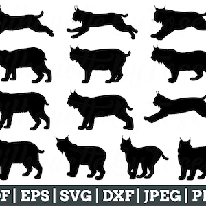 Silueta de lince rojo (Svg), archivo de corte de lince rojo, Cricut de lince rojo, Dxf de lince rojo, JPEG, PNG de lince rojo