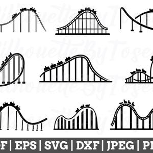 Roller Coaster Svg, Roller Coaster Cut File, Roller Coaster Silhouette, Roller Coaster Vector, Jpeg, Png