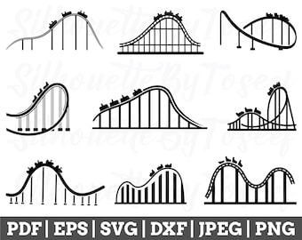 Roller Coaster Svg, Roller Coaster Cut File, Roller Coaster Silhouette, Roller Coaster Vector, Jpeg, Png