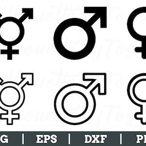 Gender Symbol Svg, Male Symbol Silhouette, Female Symbol Vector, Dxf, Png