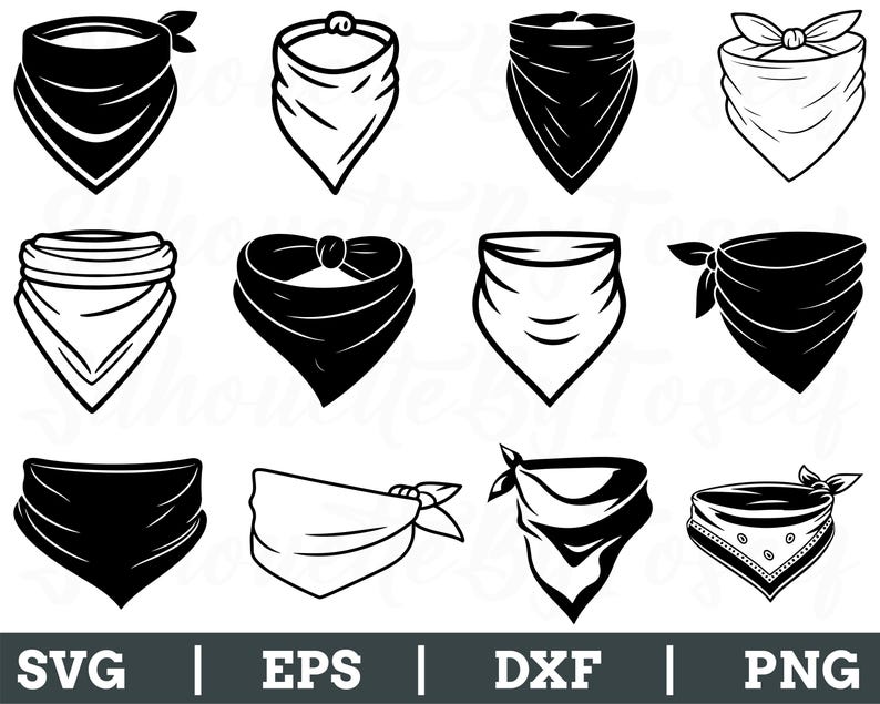 Bandana Svg, Bandana Silhouette, Bandana Cut File, Bandana Vector, Dxf ...