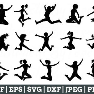 Jumping Girls Svg, Jumping Girl Cut File, Jumping Girl Vector, Jumping Girl Dxf, Jpeg, Png