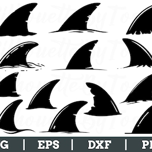 Shark Fin Svg, Shark Fin Silhouette, Shark Fin Vector, Shark Fin Cut File, Dxf, Png