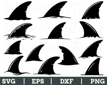 Shark Fin Svg, Shark Fin Silhouette, Shark Fin Vector, Shark Fin Cut File, Dxf, Png