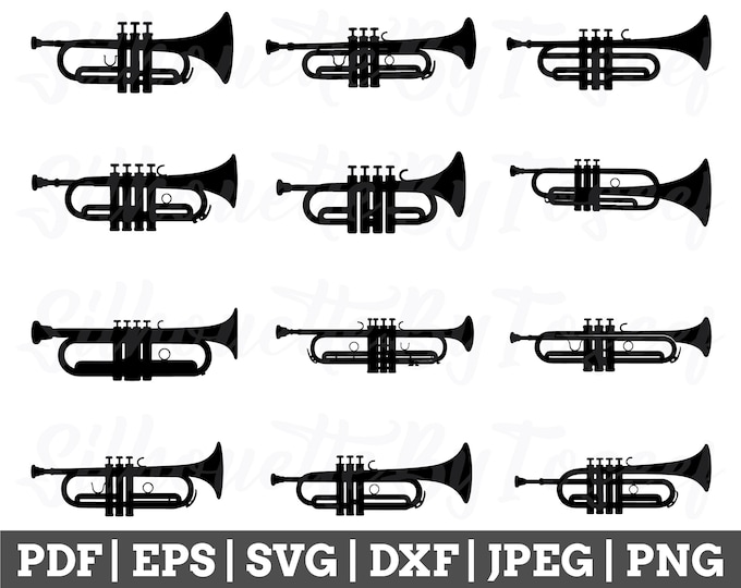 Trumpet Svg, Horn Trumpet Svg, Musical Instrument, Marching Band ...