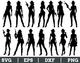 Female Gangster Svg, Female Gangster Silhouette, Gangster Cut File, Vector, Dxf, Png