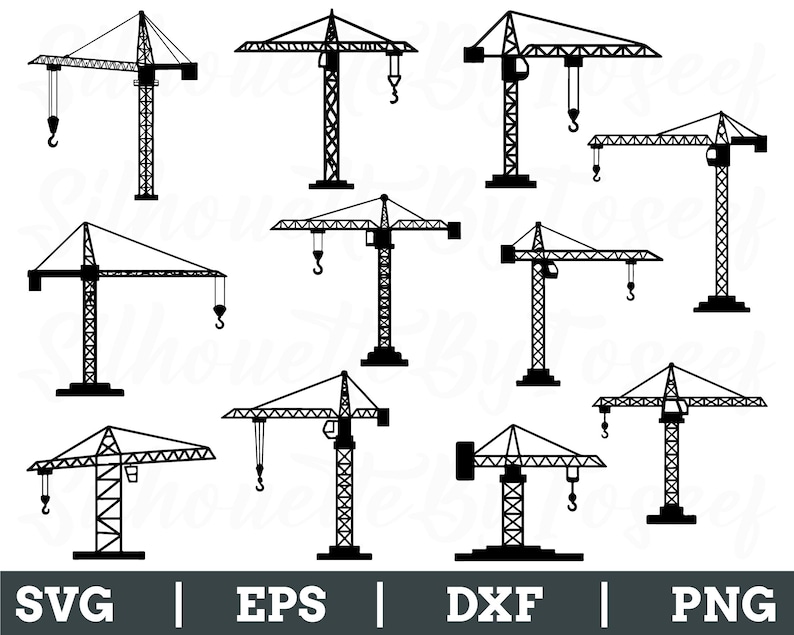 Crane Rigging Svg Construction Crane Svg, Construction Crane Silhouette, Crane Vector ...
