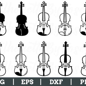 Violin Svg, Violin Silhouette, Violin Cut File, Violin Vector, Musical Instrument, Dxf, Png