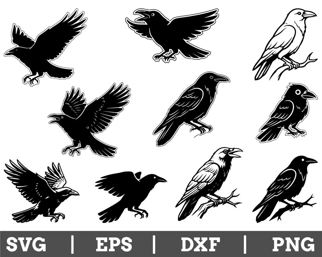 Two Crows Svg Crow Svg, Dxf, Png - Etsy