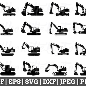 Excavator Svg, Excavator Cut File, Excavator Silhouette, Excavator Vector, Jpeg, Png