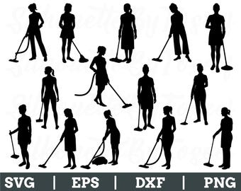 Cleaning Woman Svg, Cleaning Woman Silhouette, Cleaning Woman Cut File, Dxf, Png