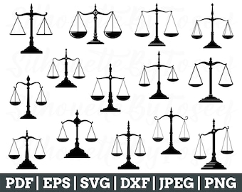 Scale of Justice Svg, Scale of Justice Vector, Scale Silhouette, Jpeg, Png