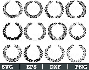 Floral Wreath Svg, Floral Wreath Silhouette, Floral Wreath Vector, Dxf, Png