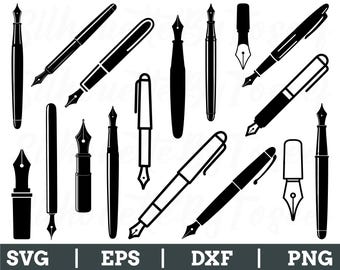 Fountain Pen Svg, Fountain Pen Cut File, Fountain Pen Silhouette, Pen Cricut, Dxf, Png