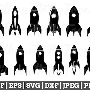 Rockets Svg, Rocket Cut File, Rocket Silhouette, Space Rocket Vector, Jpeg, Png