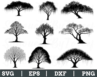 Willow Tree Svg, Willow Tree Silhouette, Willow Tree Vector, Dxf, Png