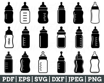 Baby Bottles Svg, Baby Bottle Cut File, Baby Bottle Silhouette, Jpeg, Png
