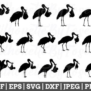Storch Vogel svg, Storch Schnittdatei, Storch Silhouette, Babyparty, Storch Schnittdatei,