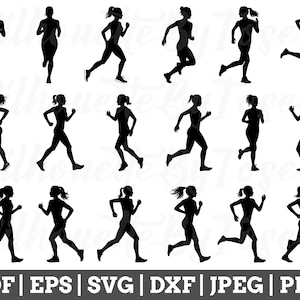 Woman Running Svg, Runner Cut File, Running Vector, Running Cricut, Jpeg, Png