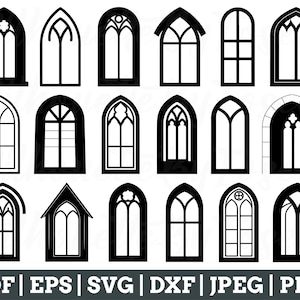 Church Window Svg, Church Windows Cut File, Church Window Silhouette, Jpeg, Png