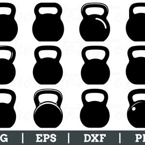 Kettlebell Svg, Kettlebell Silhouette, Kettlebell Cut File, Kettlebell Vector, Dxf, Png