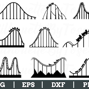 Roller Coaster Svg, Roller Coaster Silhouette, Roller Coaster Vector, Dxf, Png