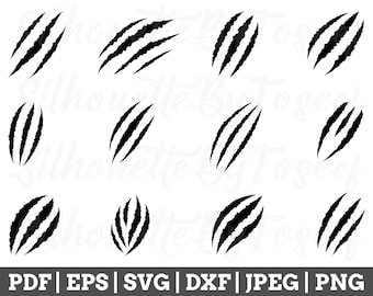 Marca de garra SVG, archivo de corte de marca de garra, silueta de marca de garra, marca de garra DXF, JPEG, PNG