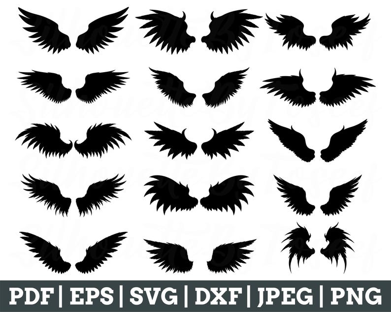 Devil Wing Vector Rough Devil Wings Svg, Devil Wings Cut File, Devil Wings Silhouette, Devil ...