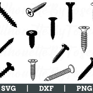 ネジ SVG、ネジ シルエット、ネジ ベクター、ネジ DXF、Jpeg、Png
