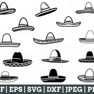 Sombrero Svg, Sombrero Cut File, Sombrero Silhouette, Traditional, Sombrero Vector, Jpeg, Png