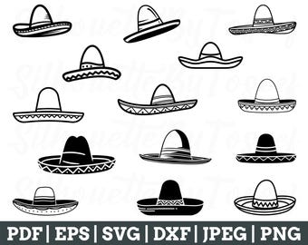 Sombrero Svg, Sombrero Cut File, Sombrero Silhouette, Traditional, Sombrero Vector, Jpeg, Png