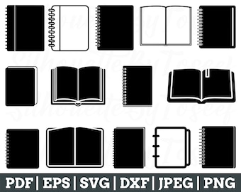 ノートブック SVG、ノートブック ベクター、ノートブック カット ファイル、ノートブック シルエット、Jpeg、Png