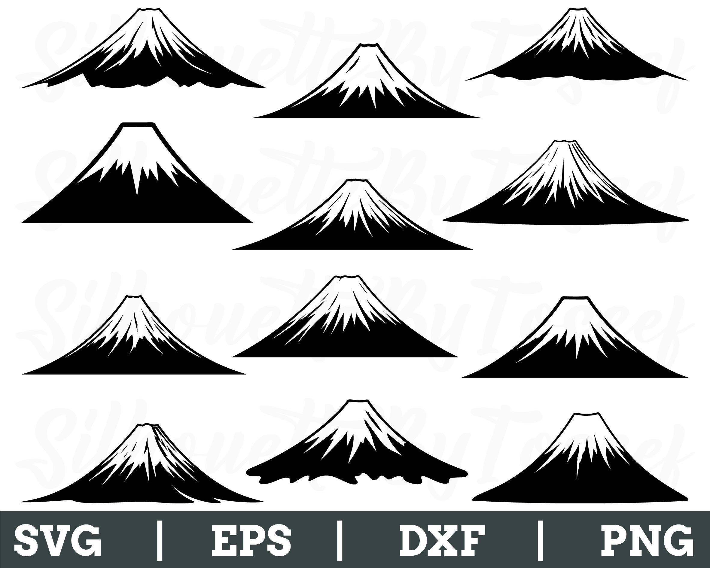 富士山SVG、富士山シルエット、富士山ベクター、富士山カットファイル