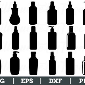 Cosmetic Bottles Svg, Cosmetic Bottle Vector, Cosmetic Bottle Silhouette, Dxf, Png