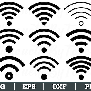 Wifi Signal Svg, Wifi Signal Icon Silhouette, Wifi Icon Vector, Dxf, Png