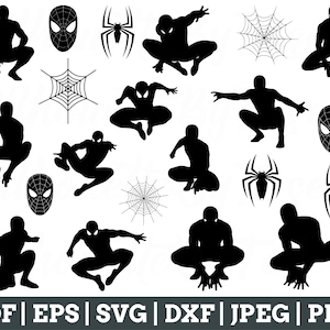 Spider man Svg, Spider man Cut File, Spider man Vector, Spider man Silhouette, Spider man Dxf, Jpeg, Png