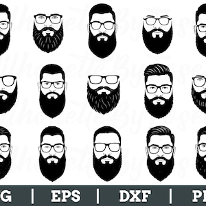 Men&#39;s Beard Face Svg, Beard Face Silhouette, Beard Face Vector, Dxf, Png
