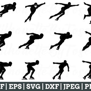 Speed Skating Svg, Speed Skating Cut File, Speed Skating Silhouette, Speed Skating Vector, Jpeg, Png