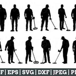 Metal Detector Svg, Metal Detector Cut File, Metal Detector Vector, Metal Detector Man Silhouette, Jpeg, Png