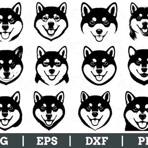Shiba Inu Face Svg, Shiba Inu Dog Silhouette, Shiba Inu Vector, Dxf, Png